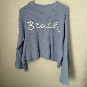 Moon & Madison Light Blue Knit Beach Sweater Coverup Lightweight Boho Beachy M